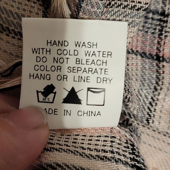 Dreamers Pink plaid open front cardigan with tab sleeves - Picture 6 of 7